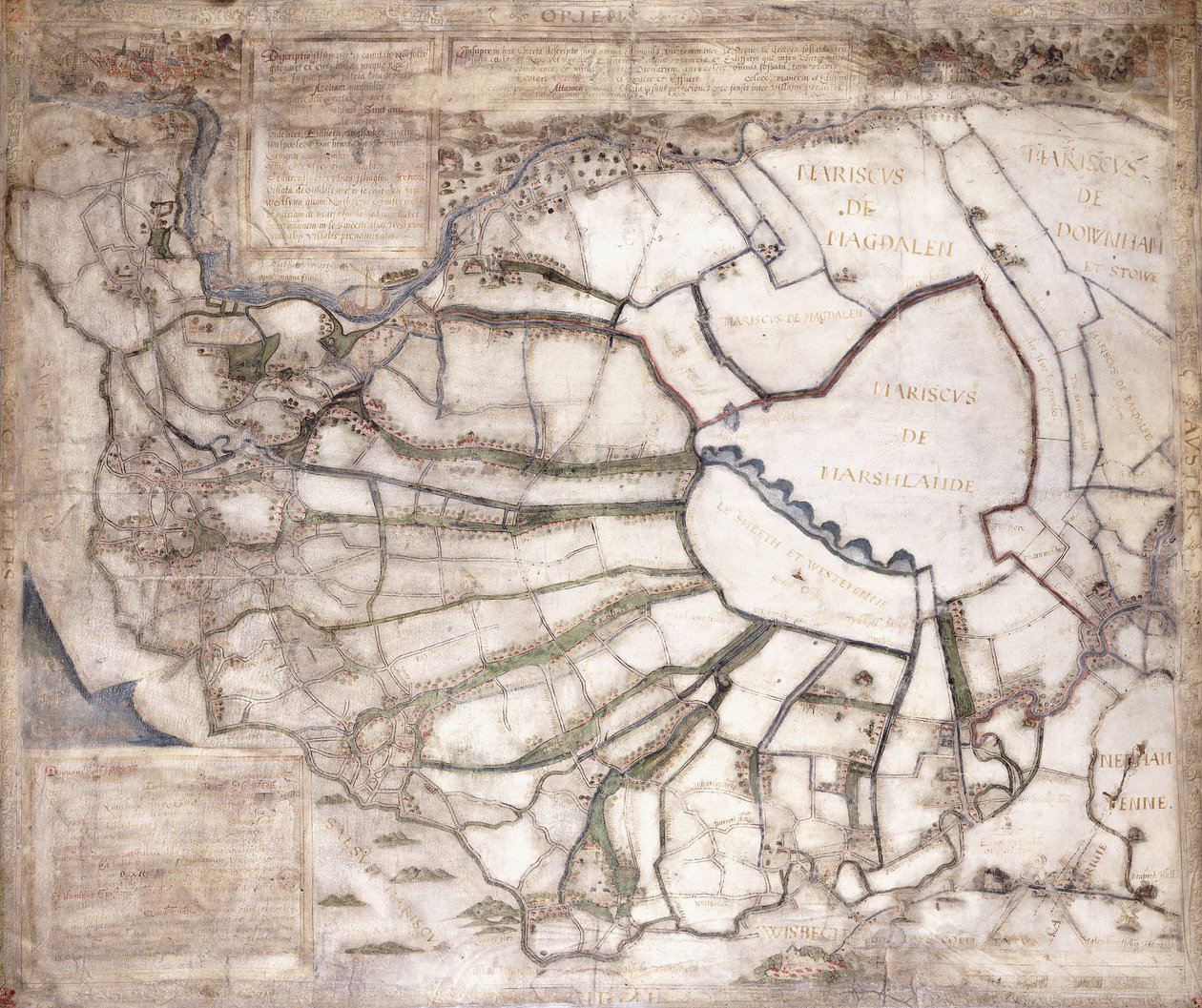 Kort over de syv Marshland Townships, efter 1581 af English School