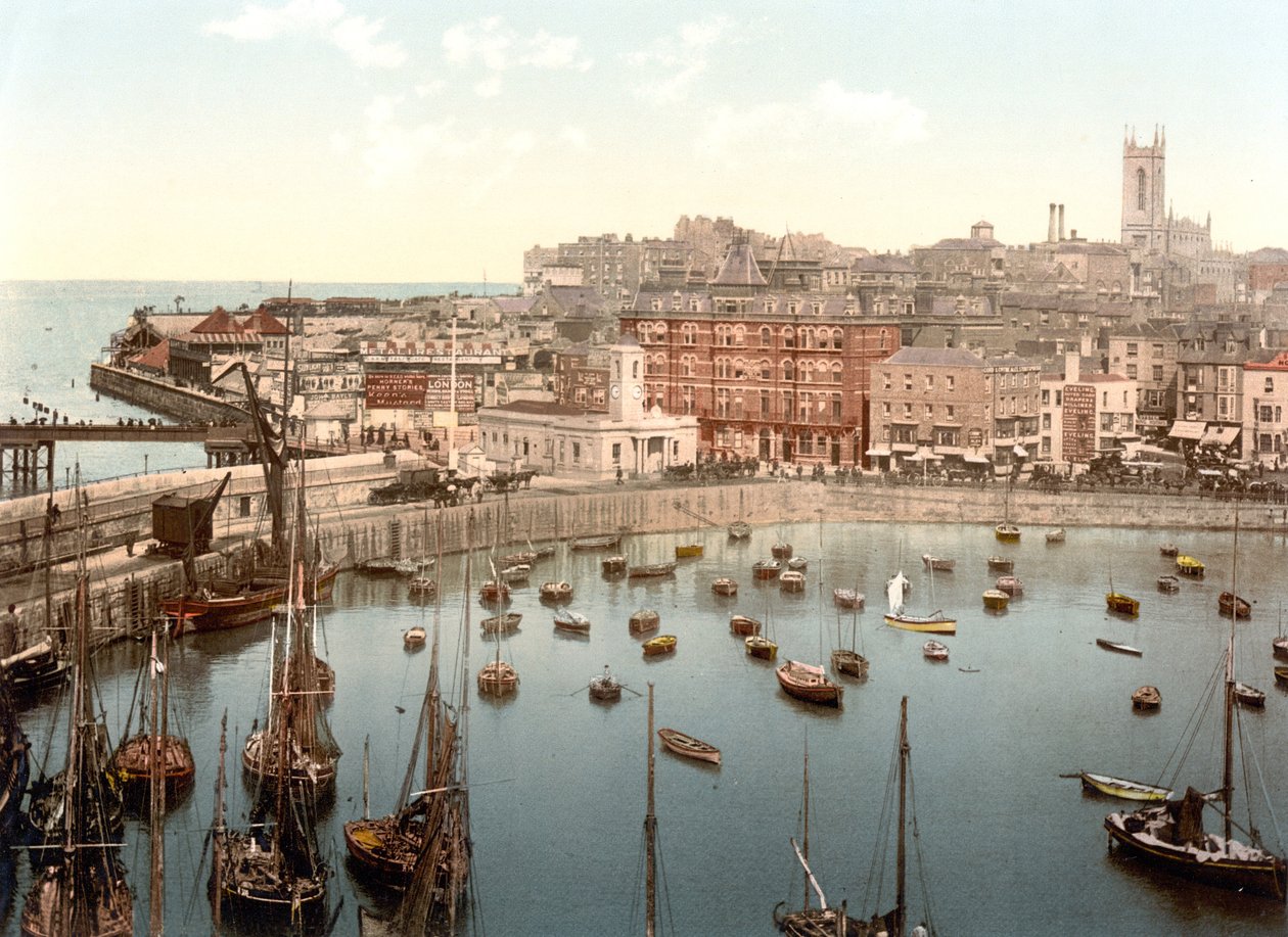 Margate fra havnen (håndfarvet foto) af English School