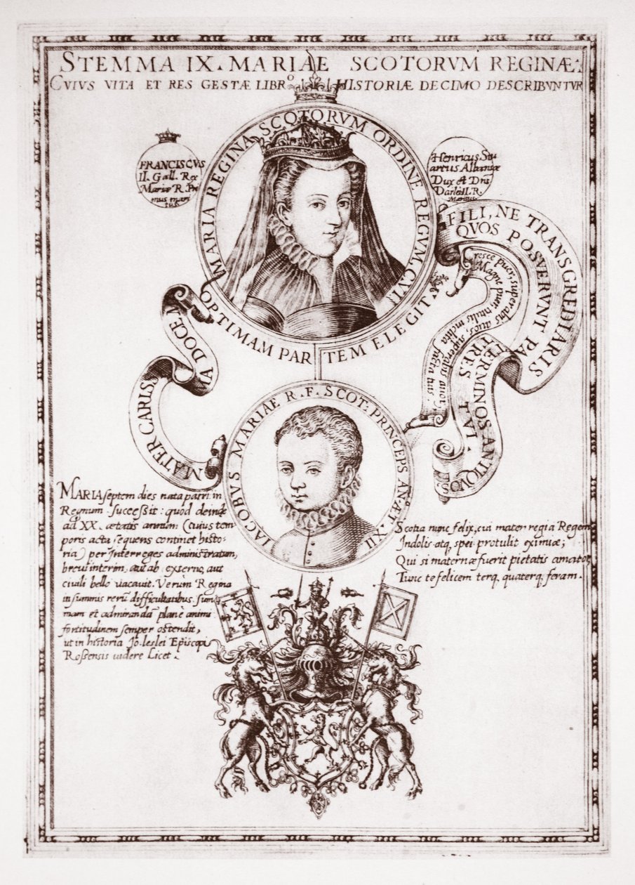 Mary Queen of Scots og hendes søn, King James af English School