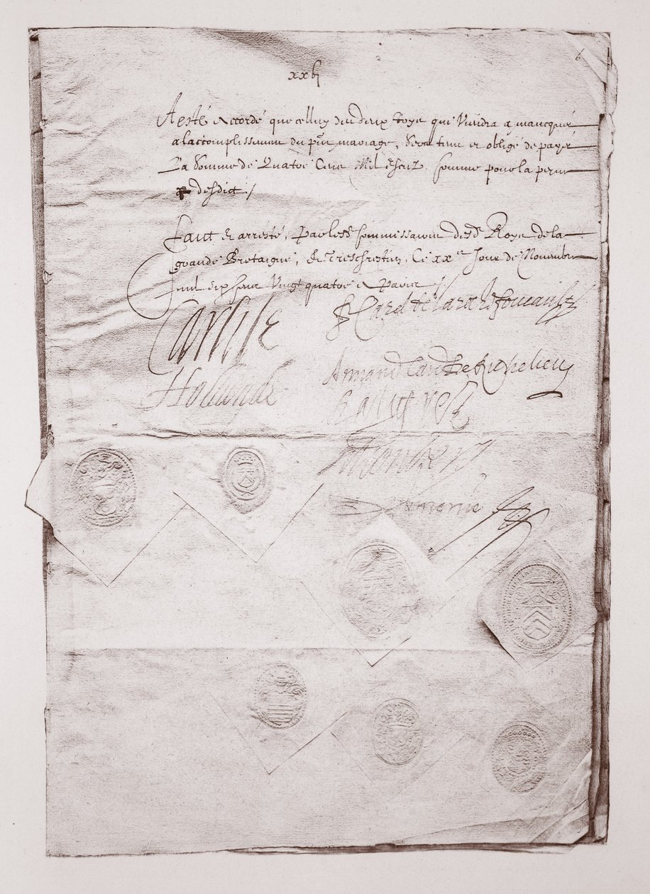 Ægteskabskontrakt mellem Charles I af English School