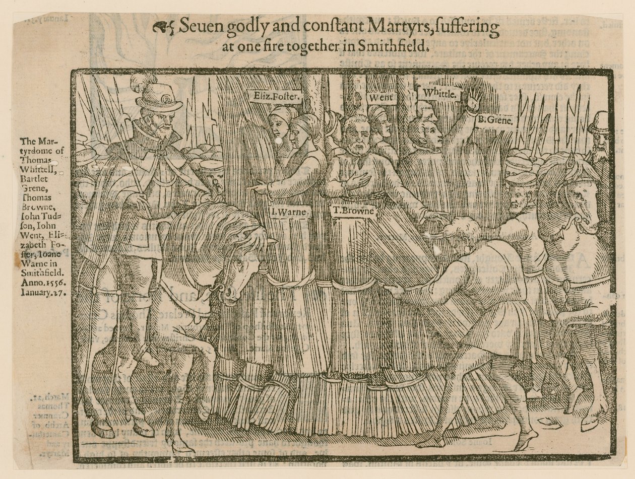 Martyrer brændt ved Smithfield (gravering) af English School