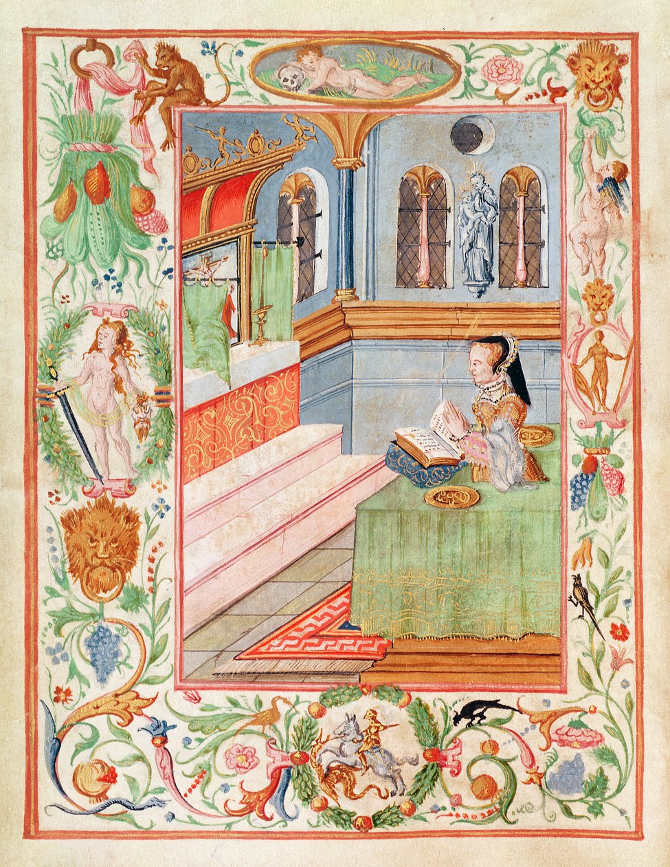 Mary I velsignende kramperinge (pigment på vellum) af English School