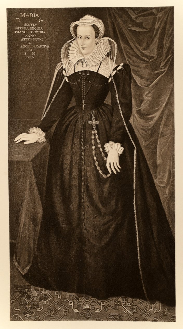 Mary Queen of Scots (1542-1587), fra James I og VI, trykt af Manzi Joyant & Co. Paris, 1904 (collotype) af English School