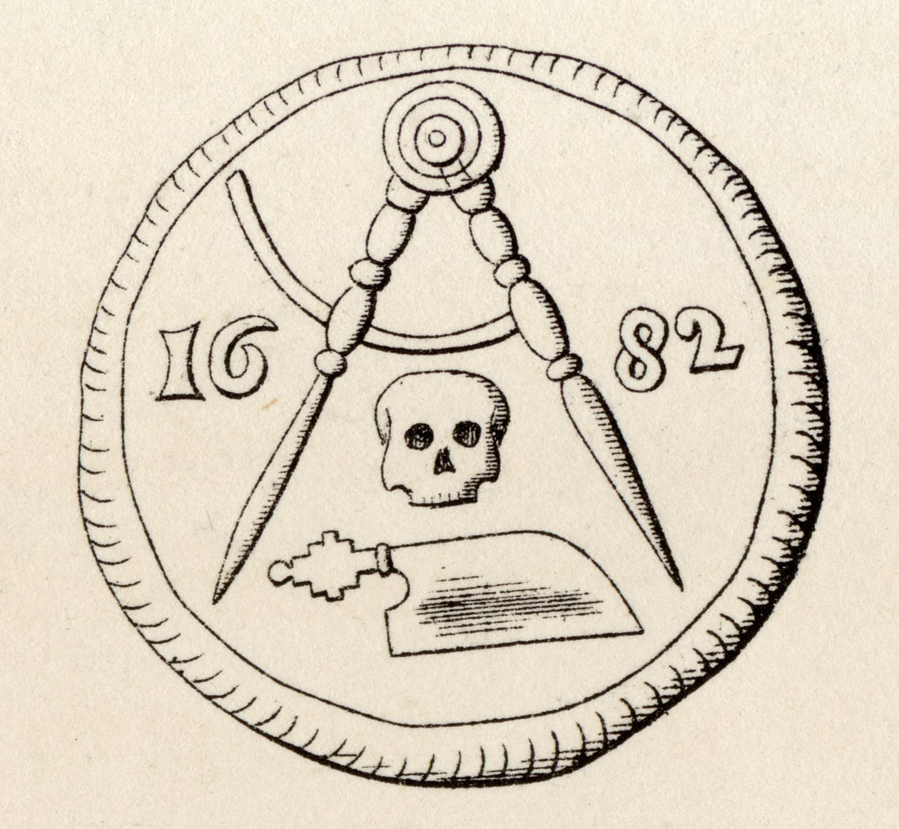 Maestrichts frimurers segl fra Carpenters of Maestricht, dateret 1682, fra 