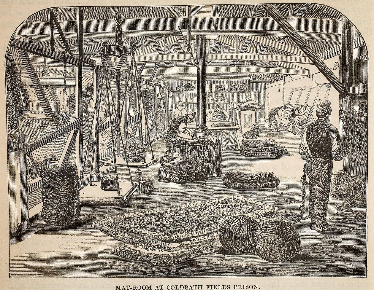 Måtteværelse i Coldbath Fields Prison, illustration fra The Criminal Prisons of London og Scenes from Prison Life af Henry Mayhew og John Binny, pub. 1862 af English School