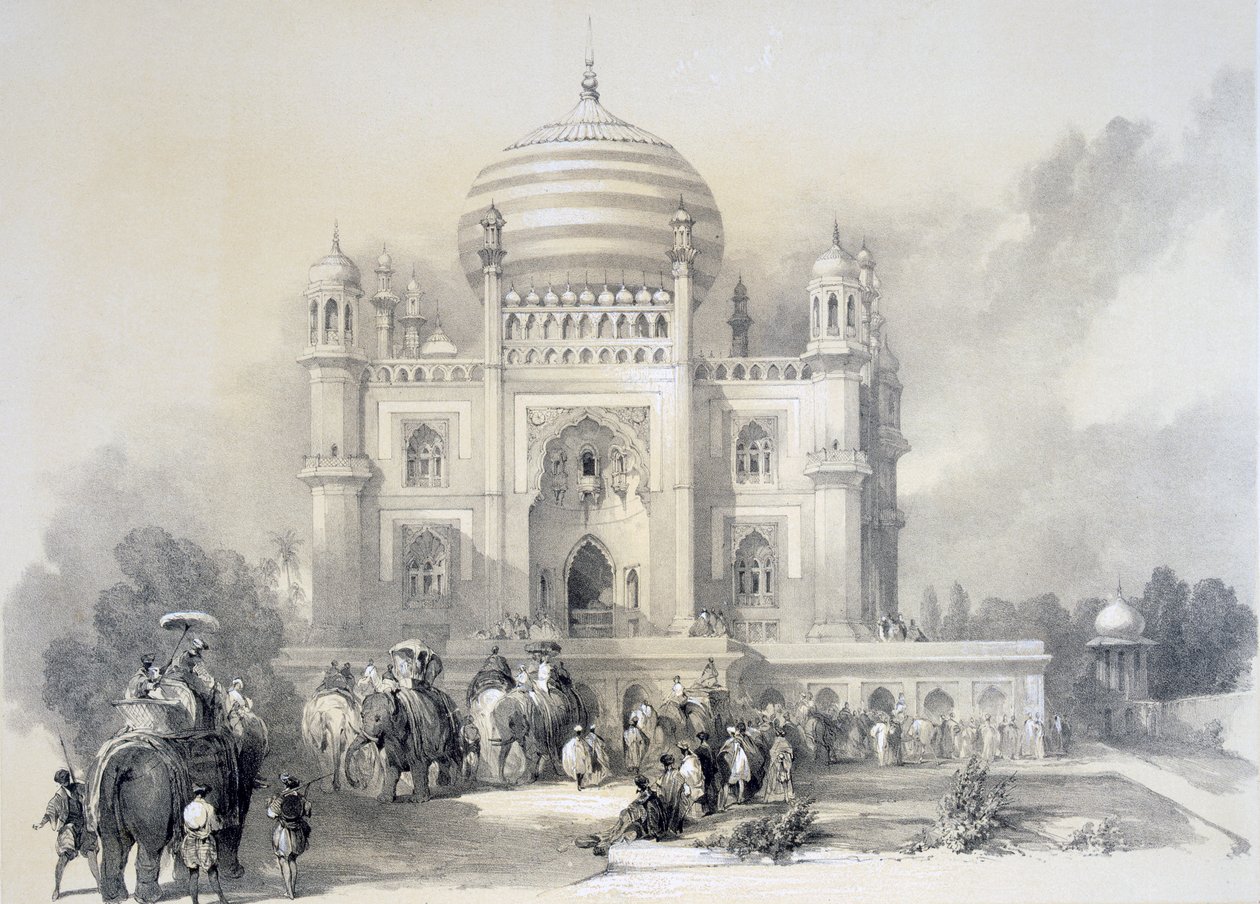 Mausoleum of Jufhir Junge, Delhi, fra The Oriental Portfolio: Picturesque Illustrations of the Scenery and Architecture of India af Horace H. Wilson, udgivet 1841 af English School