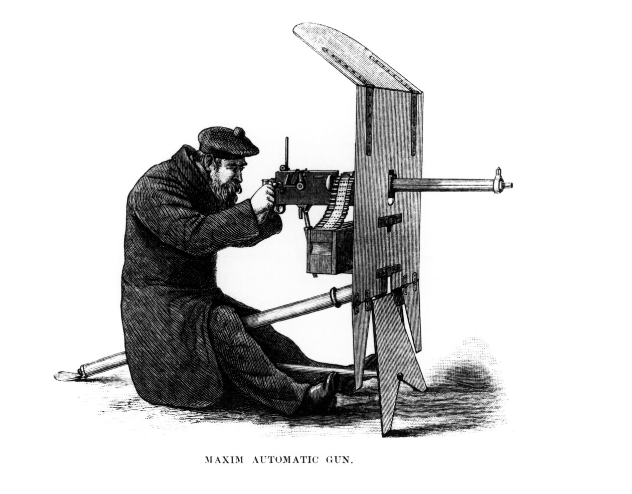 Maxim Automatic Gun, et rekyldrevet maskingevær patenteret af Hiram Stevens Maxim (1840-1916) i 1882 af English School