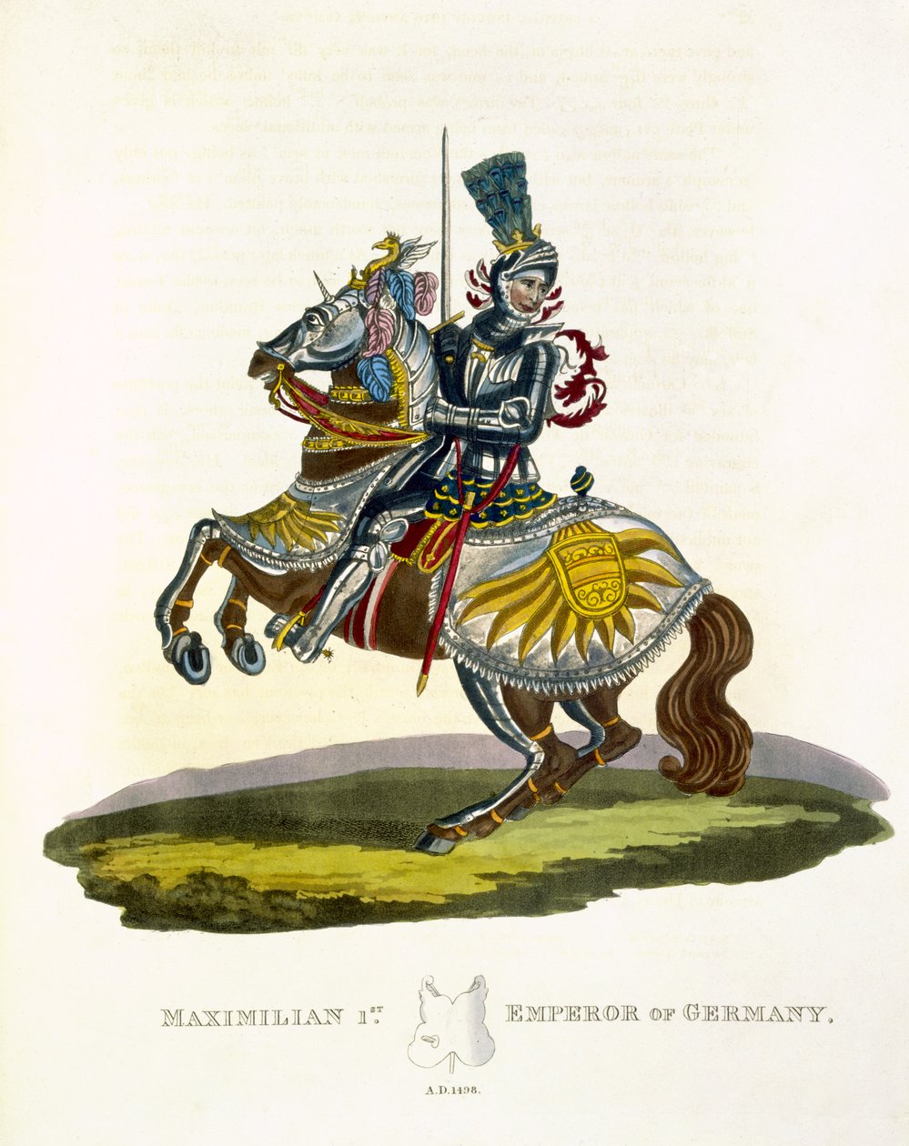 Maximilian I, konge af Tyskland og hellig romersk kejser (1459-1519) 1498, fra Ancient Armor af Samuel Rush Meyrick, 1824 af English School