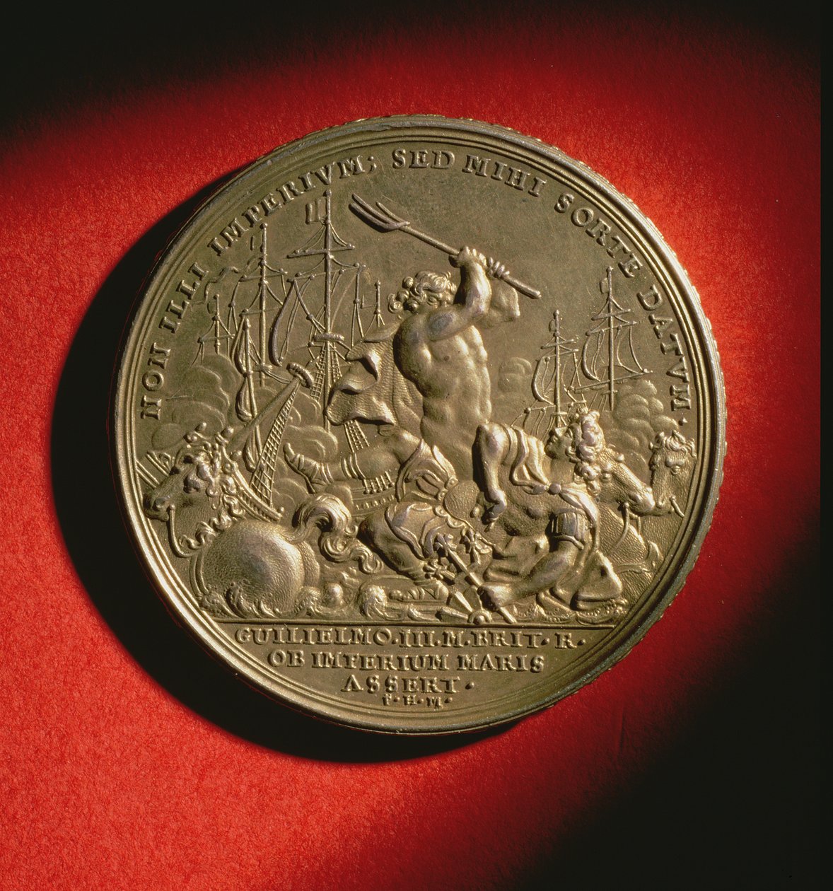 Medalje til minde om slaget ved La Hogue i 1692 (metal) (se også 144617) af English School