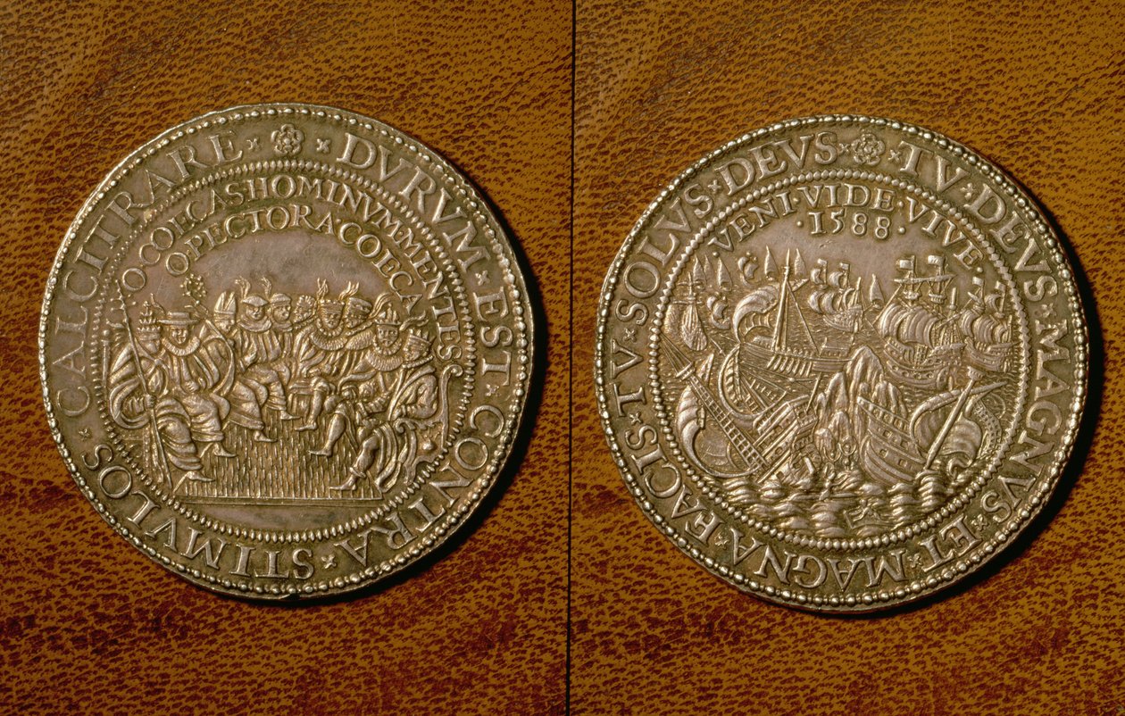Medalje til minde om den spanske armadas nederlag, 1588 (sølv) af English School
