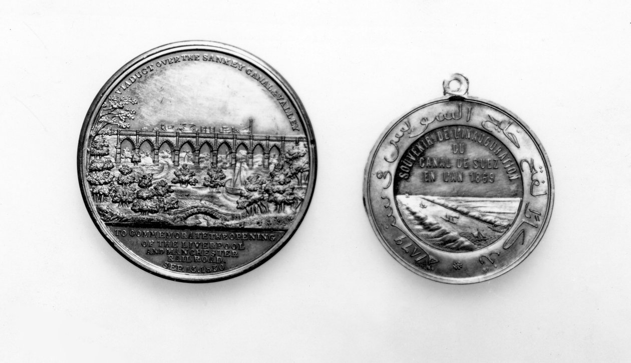 Medaljon til minde om åbningen af Liverpool og Manchester Railway, 1830 (metalværk) af English School