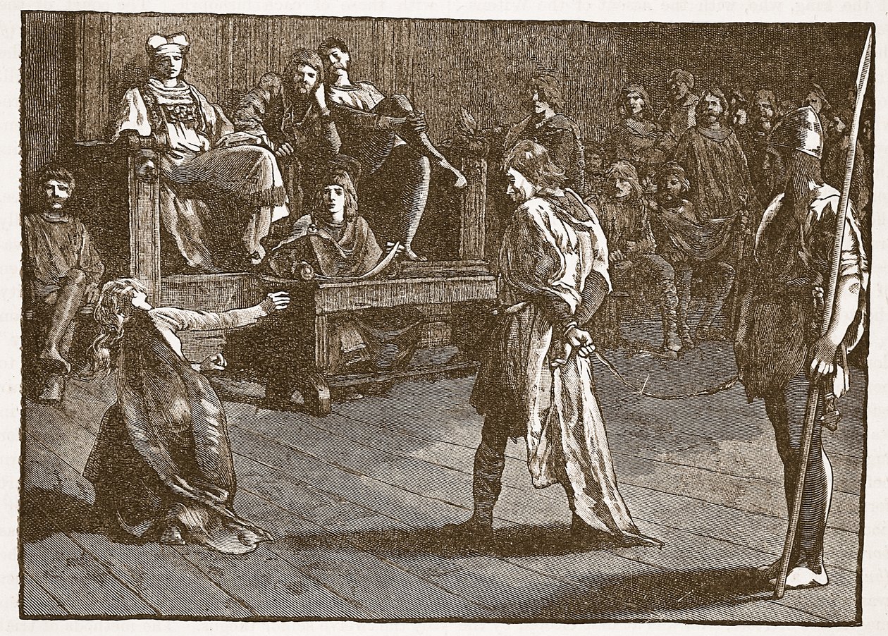 Meeting of the Shire-Moot, c.835, illustration fra Cassells Illustrated History of England (sepiafoto) af English School