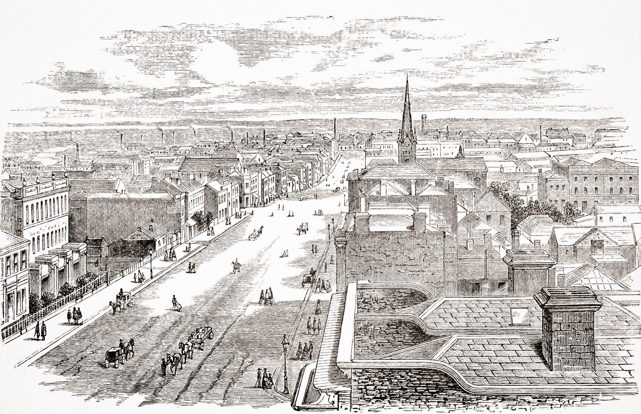 Melbourne, Australien, fra The Gallery of Geography af pastor Thomas Milner, udgivet ca. 1880 af English School