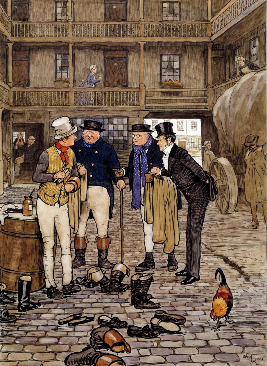 Medlemmer af Pickwick-klubben møder Sam Willer Illustration af Charles Dickens