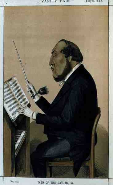 Men of the Day, nr. 47: "Orchestration", karikatur fra Vanity Fair, 6. juli 1872 (farve litho) af English School