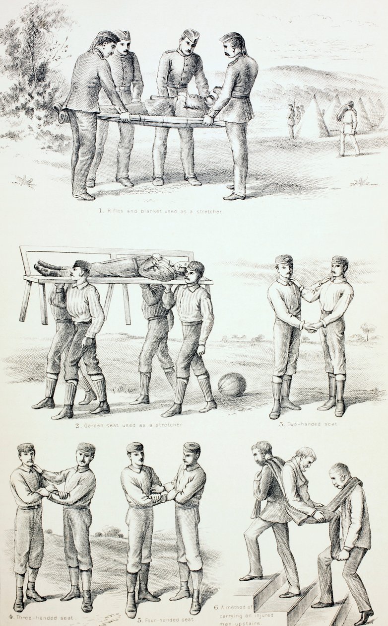 Metoder til at bære sårede personer, c.1890 af English School