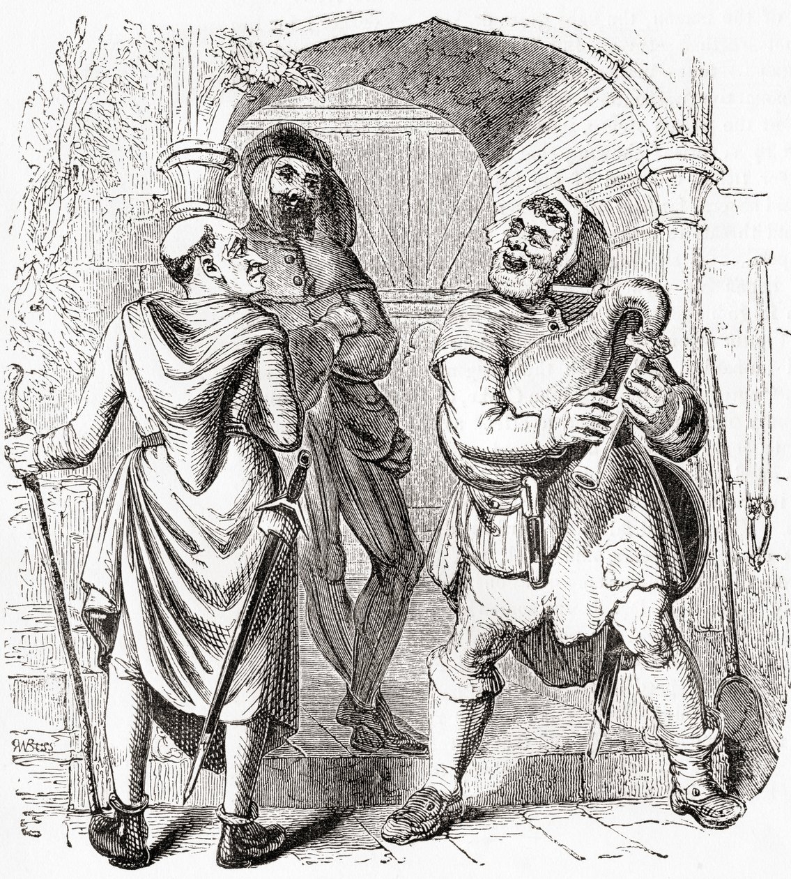 Miller, Manciple og Reeve, fra Old England: A Pictorial Museum, udg. 1847 af English School