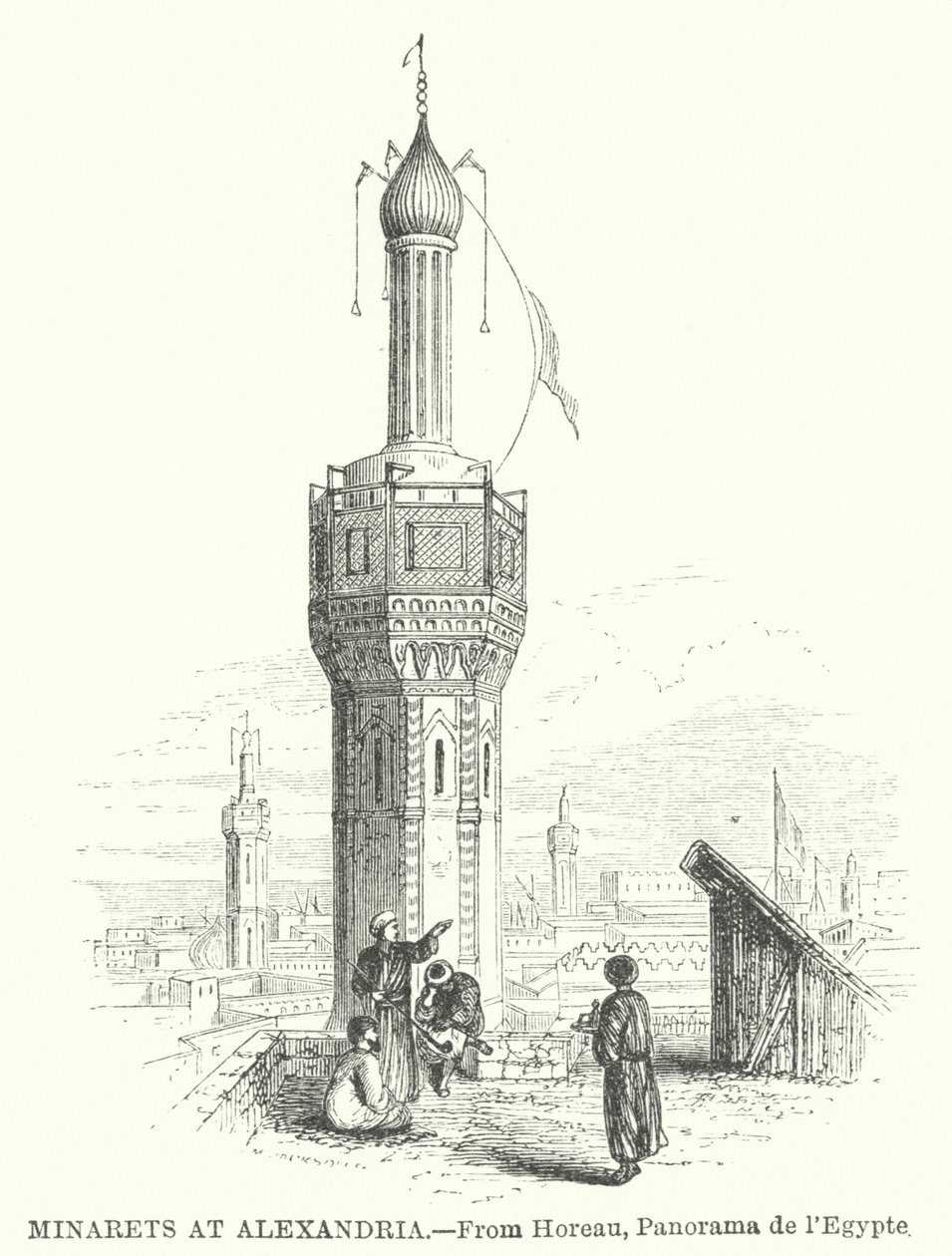 Minarets at Alexandria (engraving) af English School