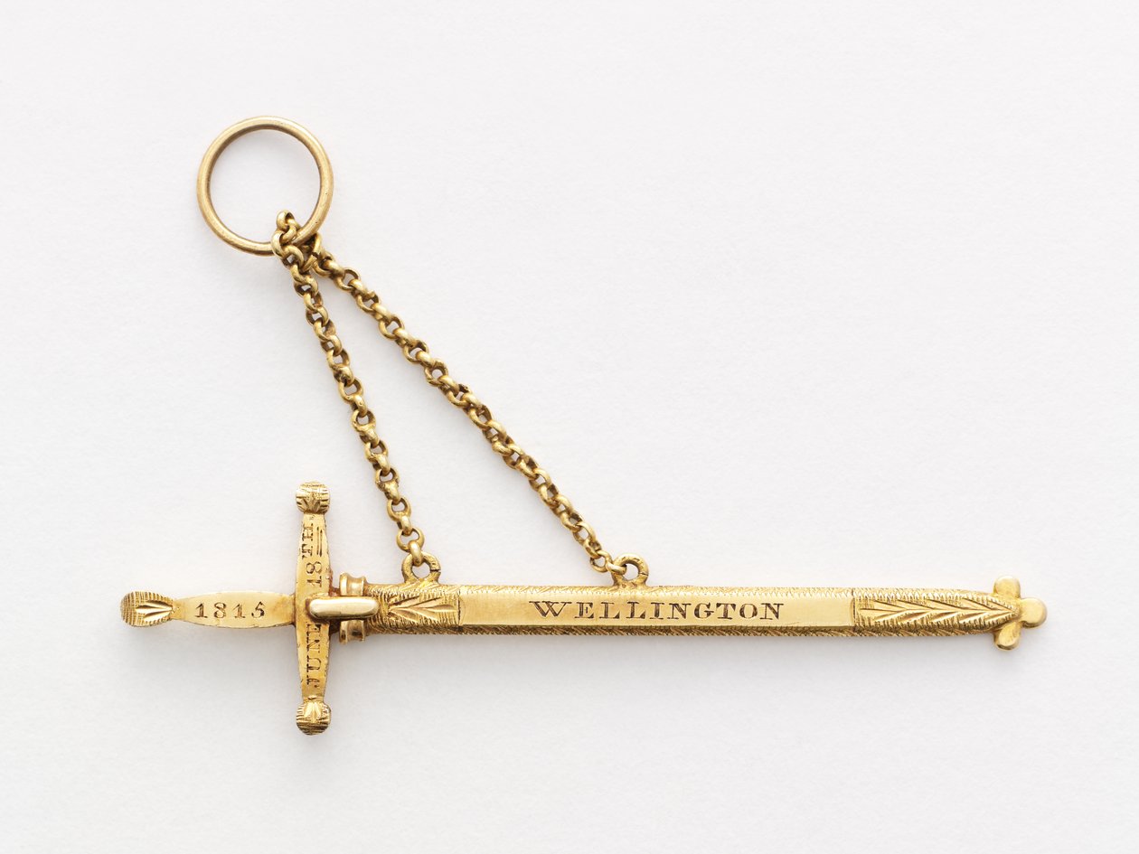 Miniature erindringssværd (træ og guld) af English School