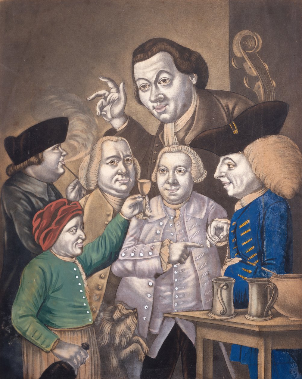 Glæde og venskab, ca. 1770 (håndfarvet mezzotint) af English School