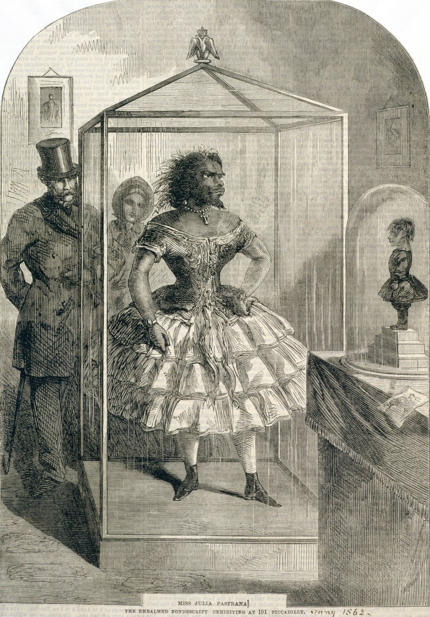 Frøken Julia Pastrana, The Balsammed Nondescript, udstiller på 191 Piccadilly, 1862 af English School
