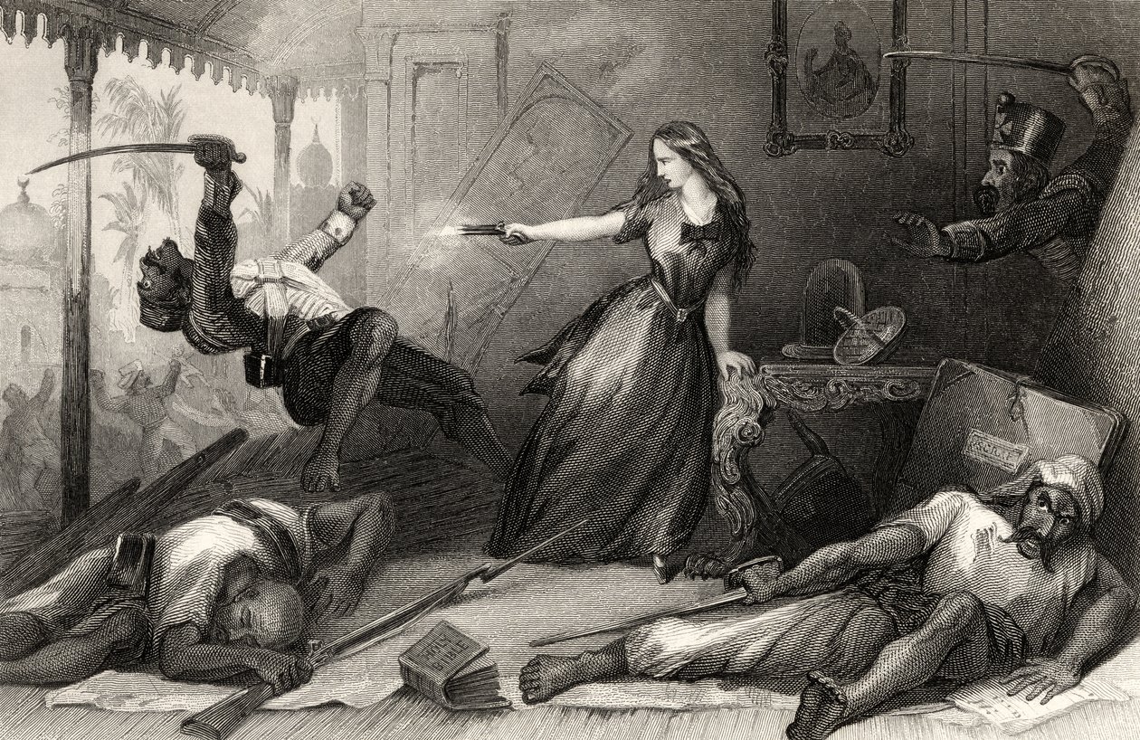 Frøken Wheeler forsvarede sig mod Sepoys ved Cawnpore i 1857, fra 