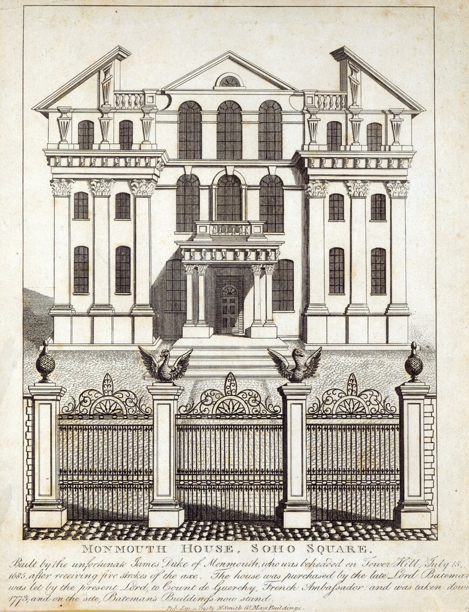 Monmouth House, Soho Square, udgivet af N. Smith, Gt Mays Buildings, 11. januar 1791 af English School