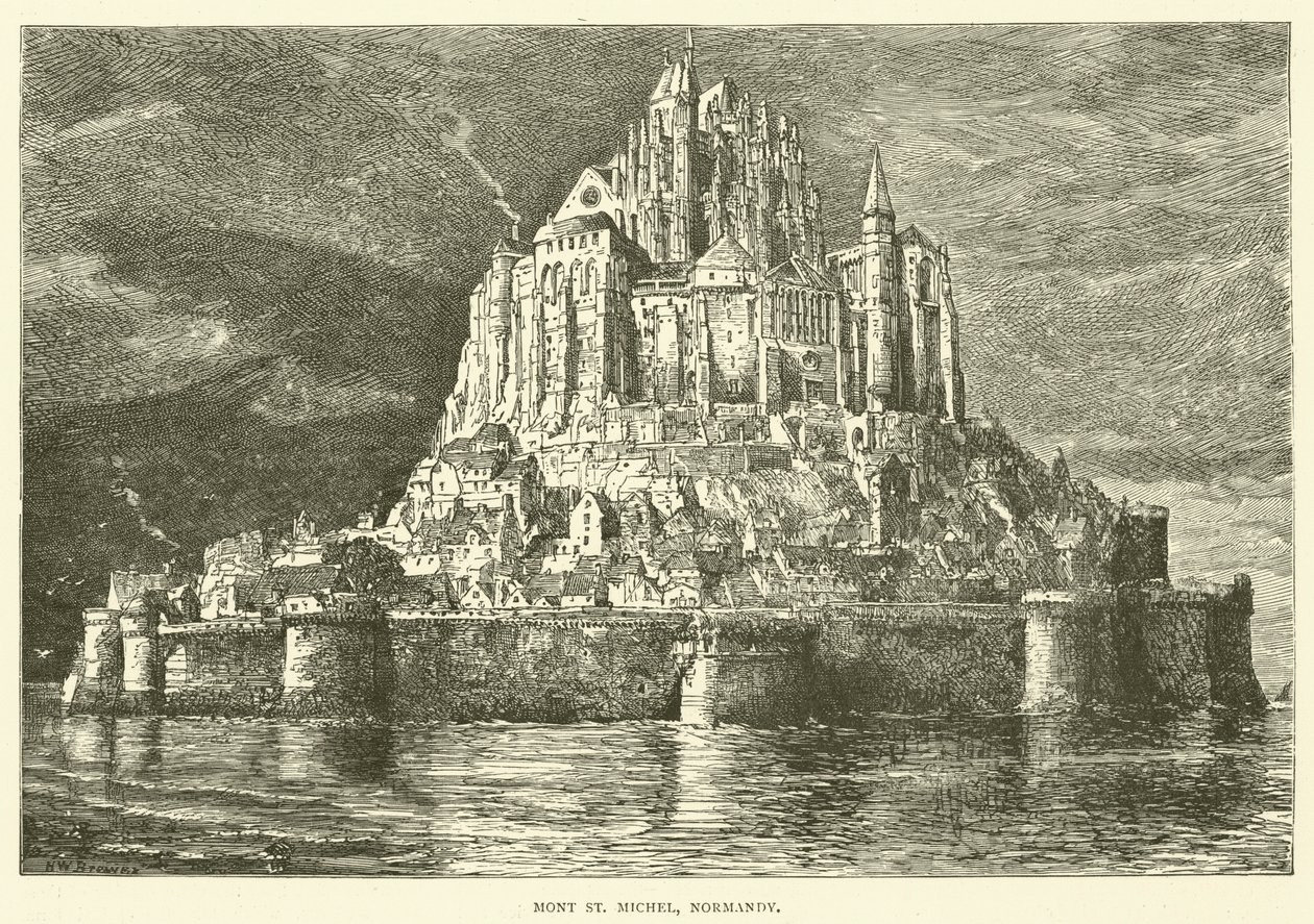 Mont St Michel, Normandiet (kobberstik) af English School