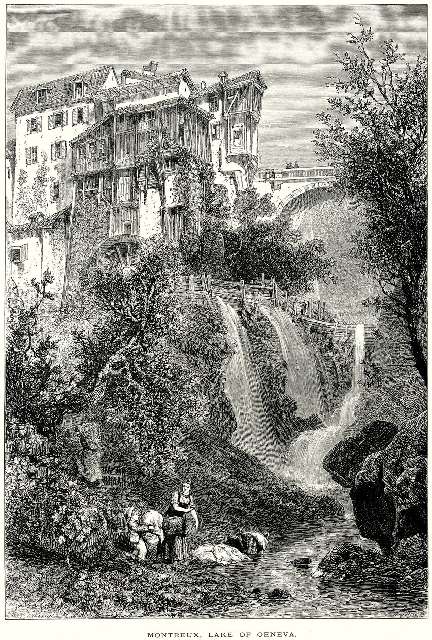 Montreux, Genèvesøen (kobberstik) af English School