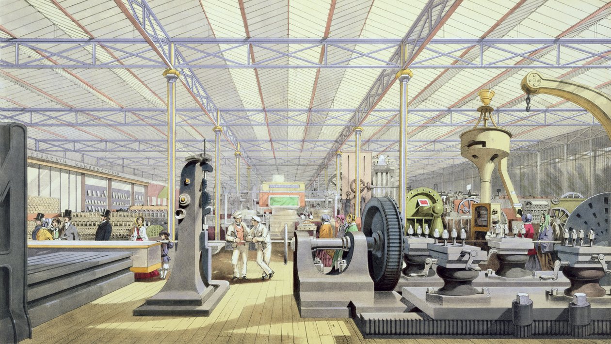 Moving Machinery, fra Dickinsons Comprehensive Pictures of the Great Exhibition of 1851, udgivet 1854 af English School