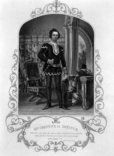 Mr. Creswick som Hotspur, Act II Scene 3 fra Henry IV (Del I) fra en daguerrotypi af Paine of Islington, pub. af John Tallis & Co. (litho) af English School