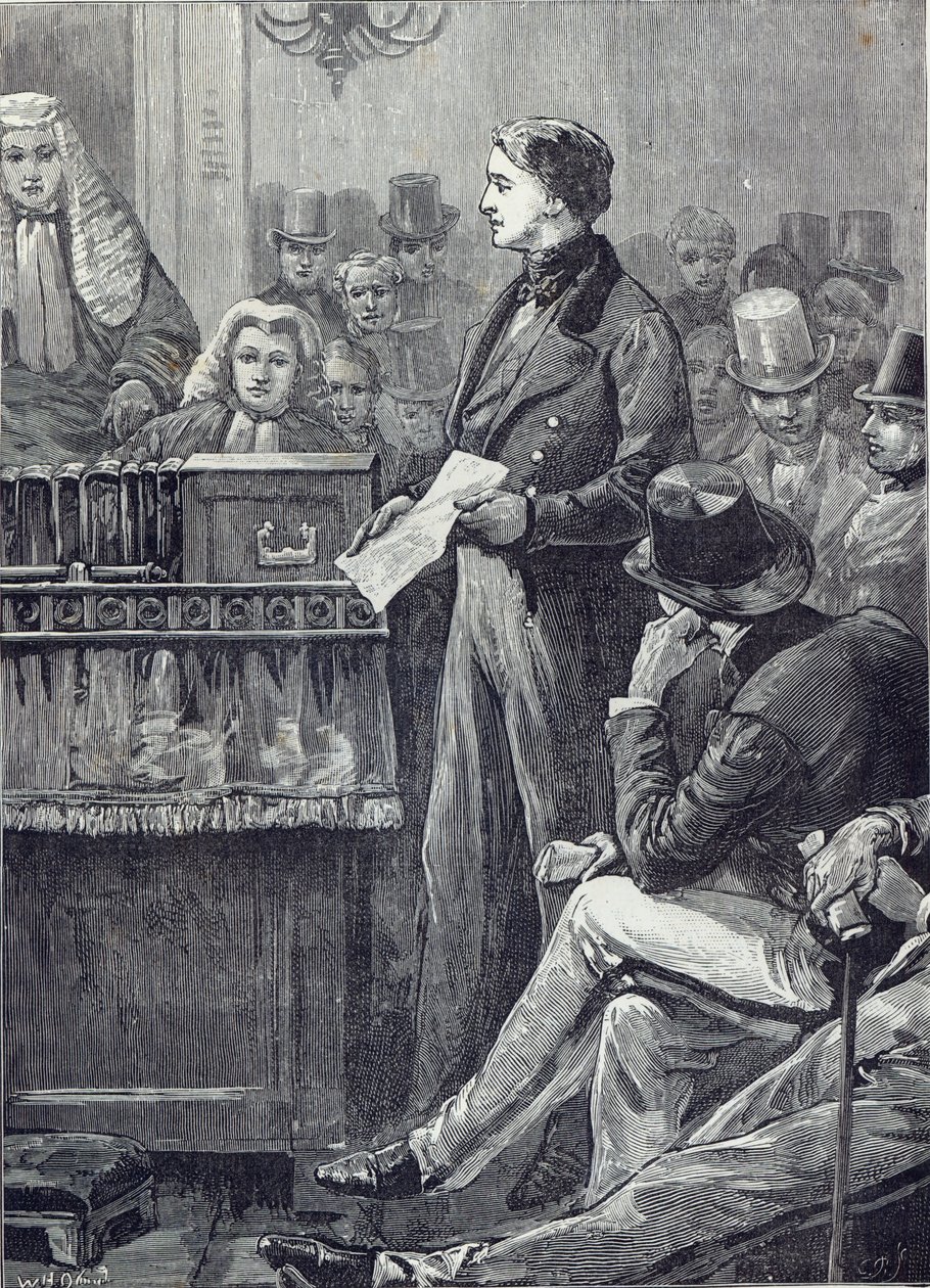 Gladstone holder sin jomfrutale i Underhuset af English School