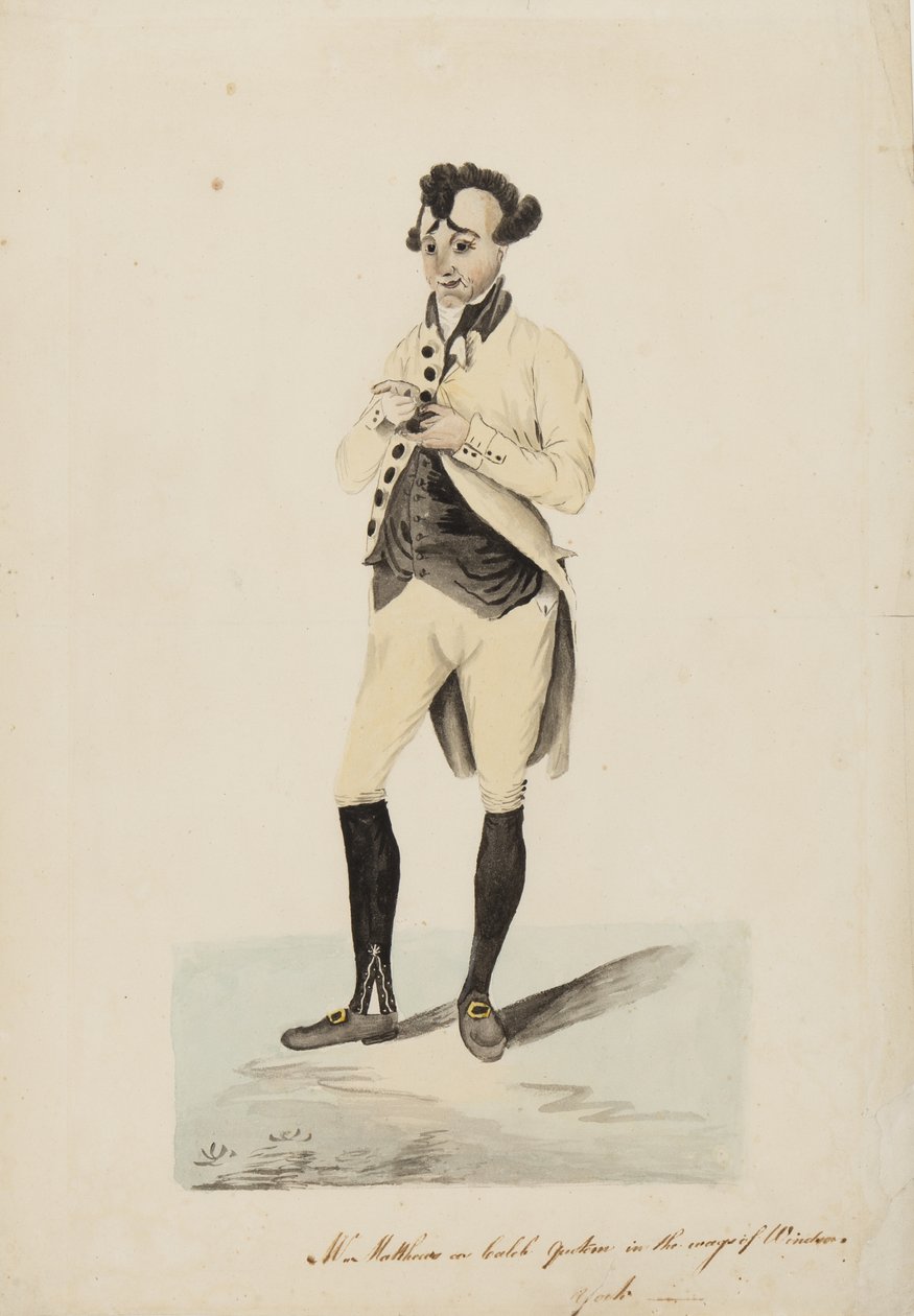 Mr. Matthews som Caleb Quotem i Wags of Windsor, York, ca. 1820 af English School