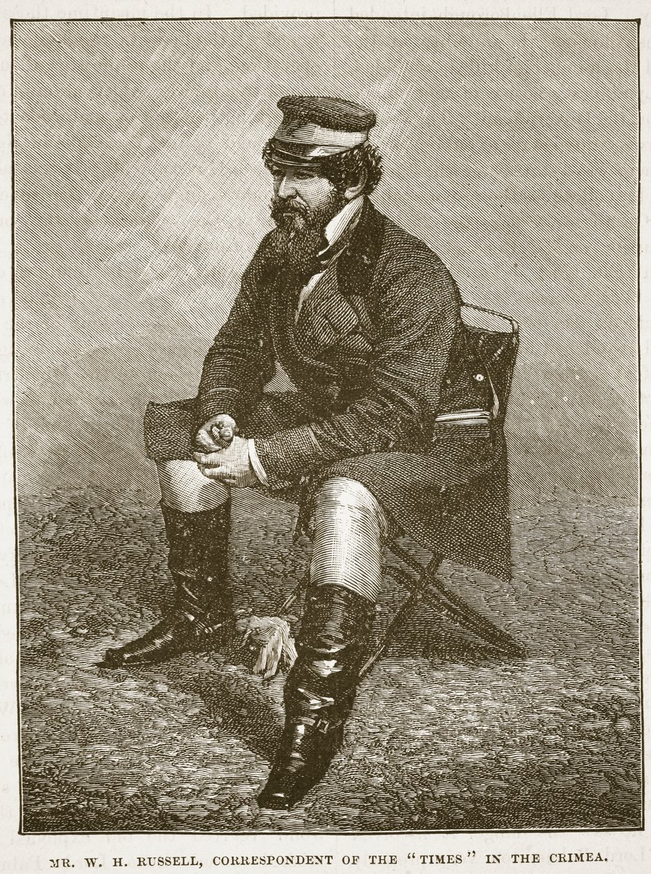 W H Russell, Times Correspondent in the Crimea, illustration fra Cassells Illustrated History of England (sepia foto) af English School