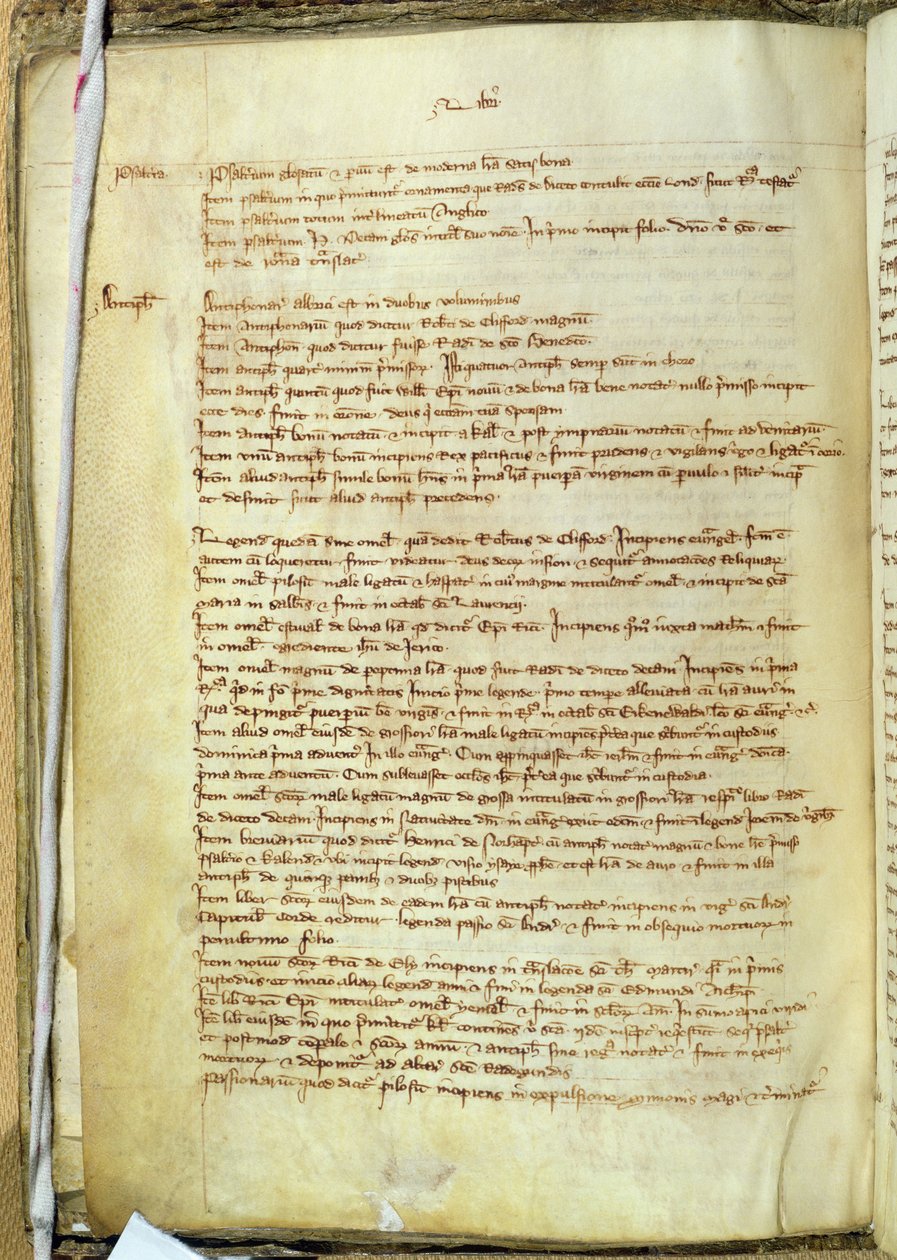 Ms.25516 fol.18v Liber I af en fortegnelse over bøger i St. Pauls Cathedral, slutningen af det 13. århundrede af English School