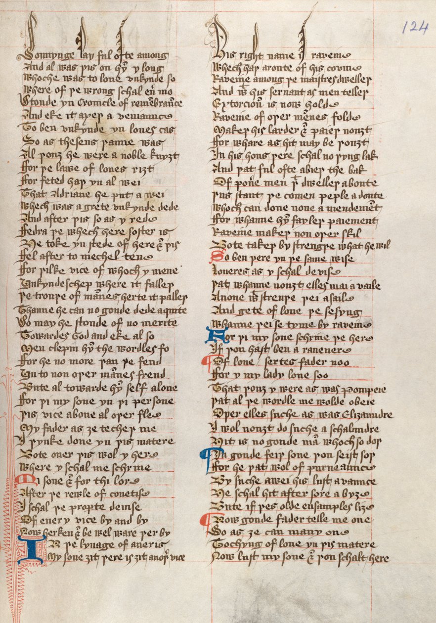 Ms326 f124r, Confessio Amantis af John Gower (pen og blæk på vellum) af English School