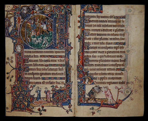 Ms 1-2005, ff.139v-140r: Bebudelsen til hyrderne, historisk initial 
