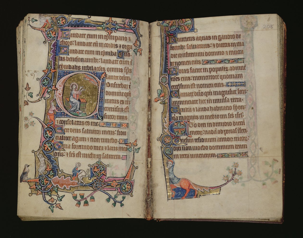 Ms 1-2005, ff.207v-208r: Esajas beder, historisk initial fra Macclesfield Psalter, Use of Sarum, East Anglia, ca. 1330 af English School