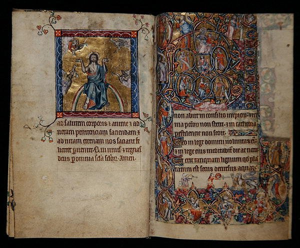 Ms 1-2005, ff.8v-9r: Kristus i dommen og Isajs træ, fra Macclesfield Psalter, Use of Sarum, East Anglia, ca. 1330 (vellum) af English School