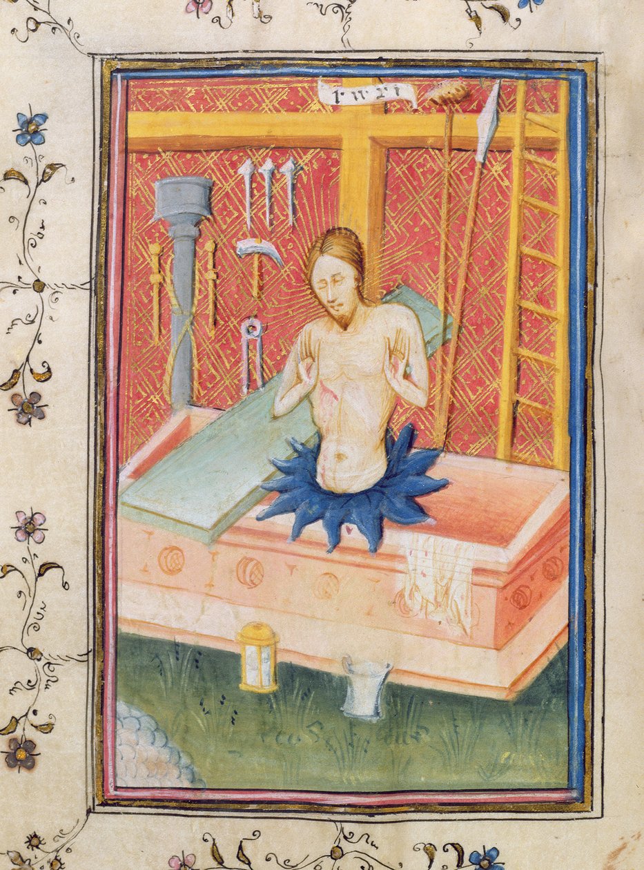Ms 24 f.8 v. Christ with the Instruments of the Passion, fra Knightley Psalter af English School