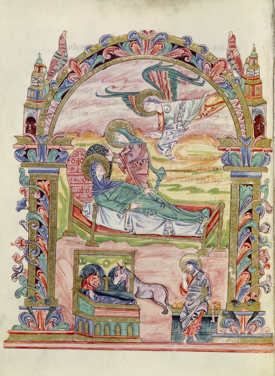 Ms 274 (Y-6) fol.32v Nativity, fra Missal of Robert of Jumieges, c.1016 af English School