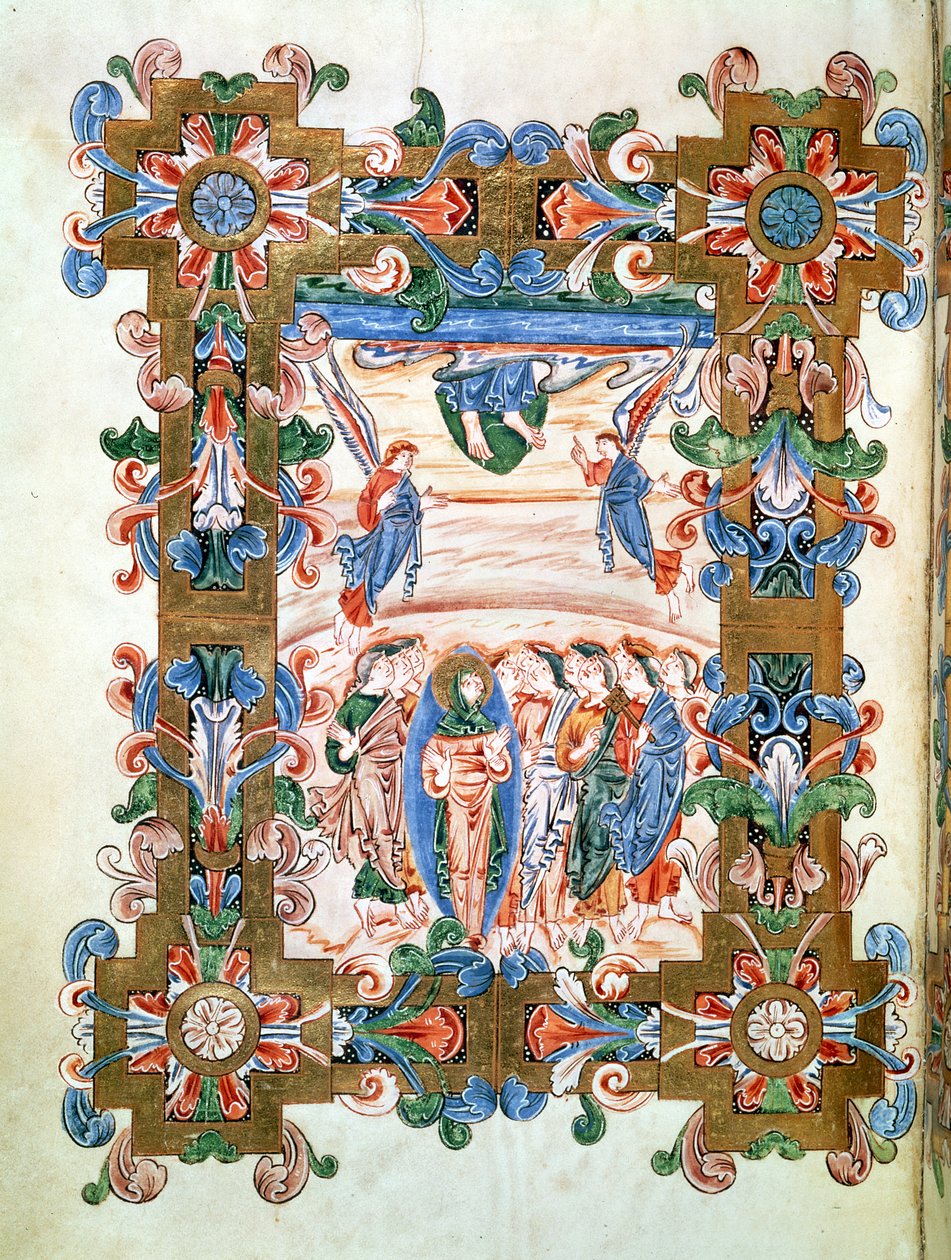 Ms 274 (Y-6) fol.81v Kristi Himmelfart, fra Missalet af Robert af Jumieges, c.1016 af English School