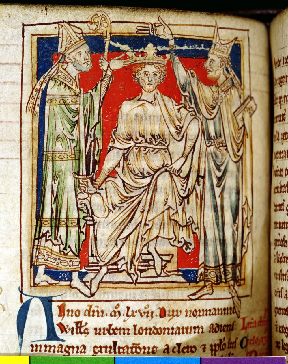 Ms 6712 (A.6.89) fol.123v William I (1028-87) Erobreren, miniature fra Flores Historiarum, af Matthew Paris, 1250-52 af English School