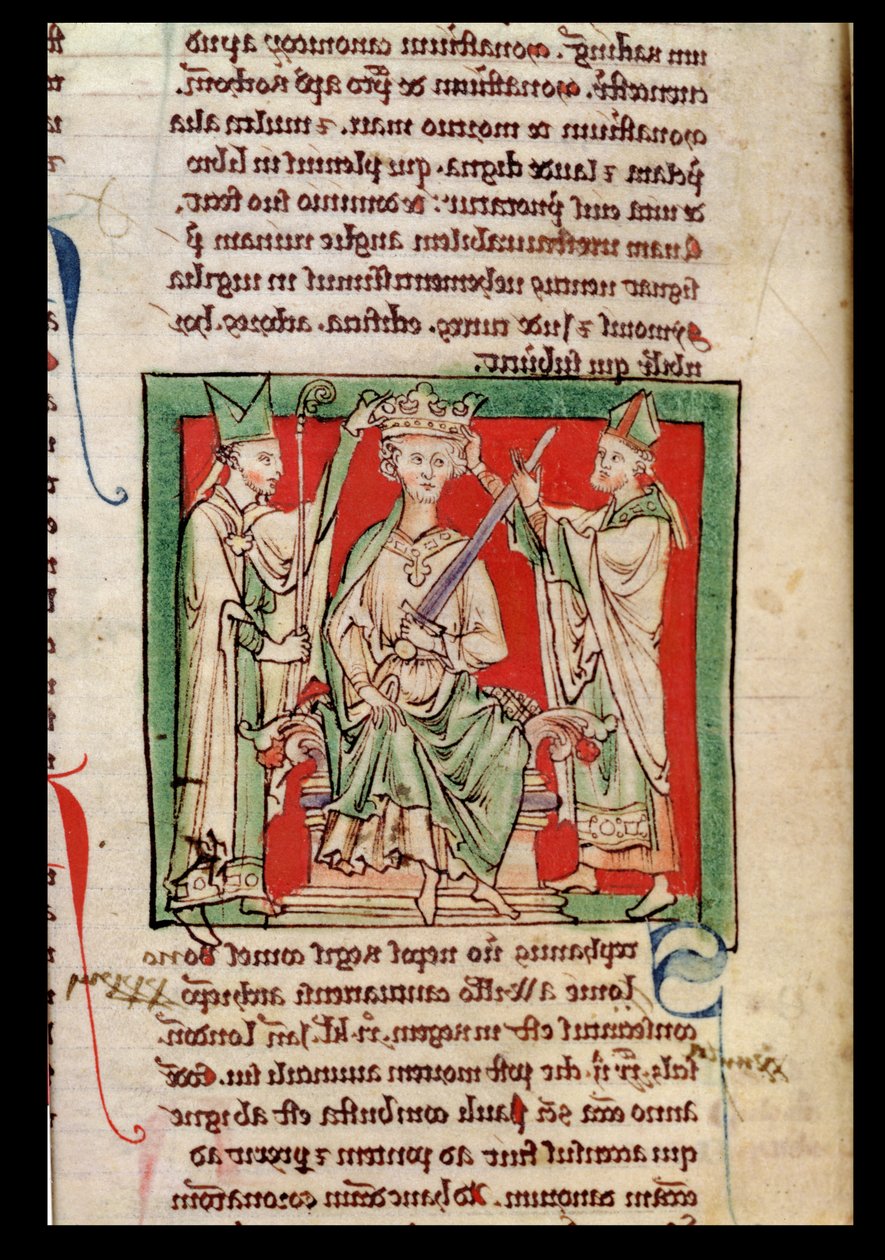 Ms 6712 (A.6.89) fol.133r King Stephen (c.1097-1154) miniature fra Flores Historiarum, af Matthew Paris, 1250-52 af English School