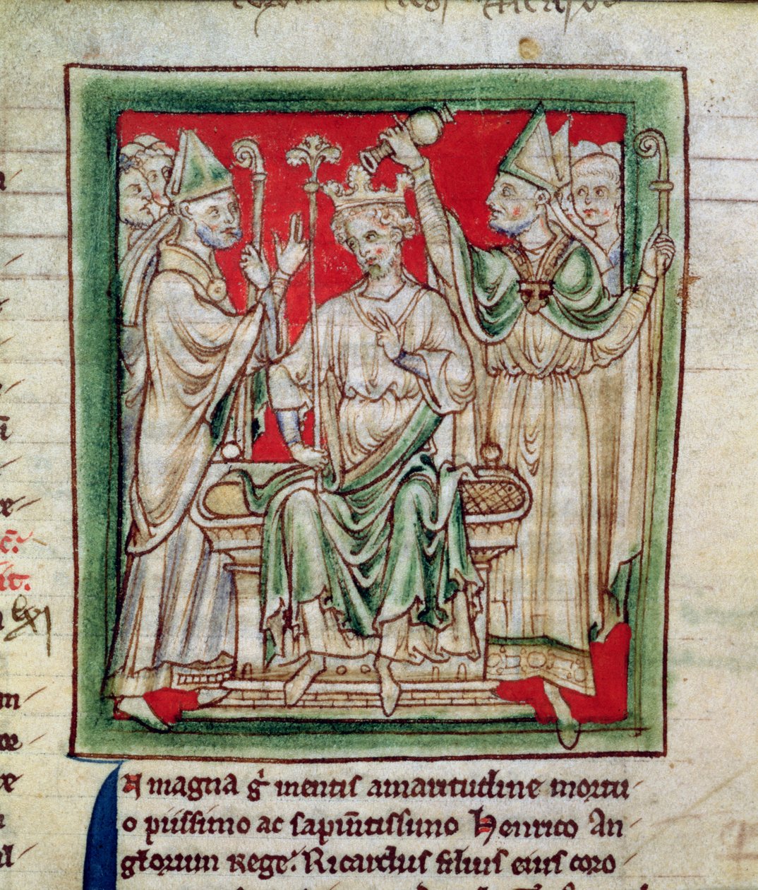 Ms 6712 (A.6.89) fol.141r Richard I (1157-99) miniature fra Flores Historiarum, af Matthew Paris, 1250-52 af English School