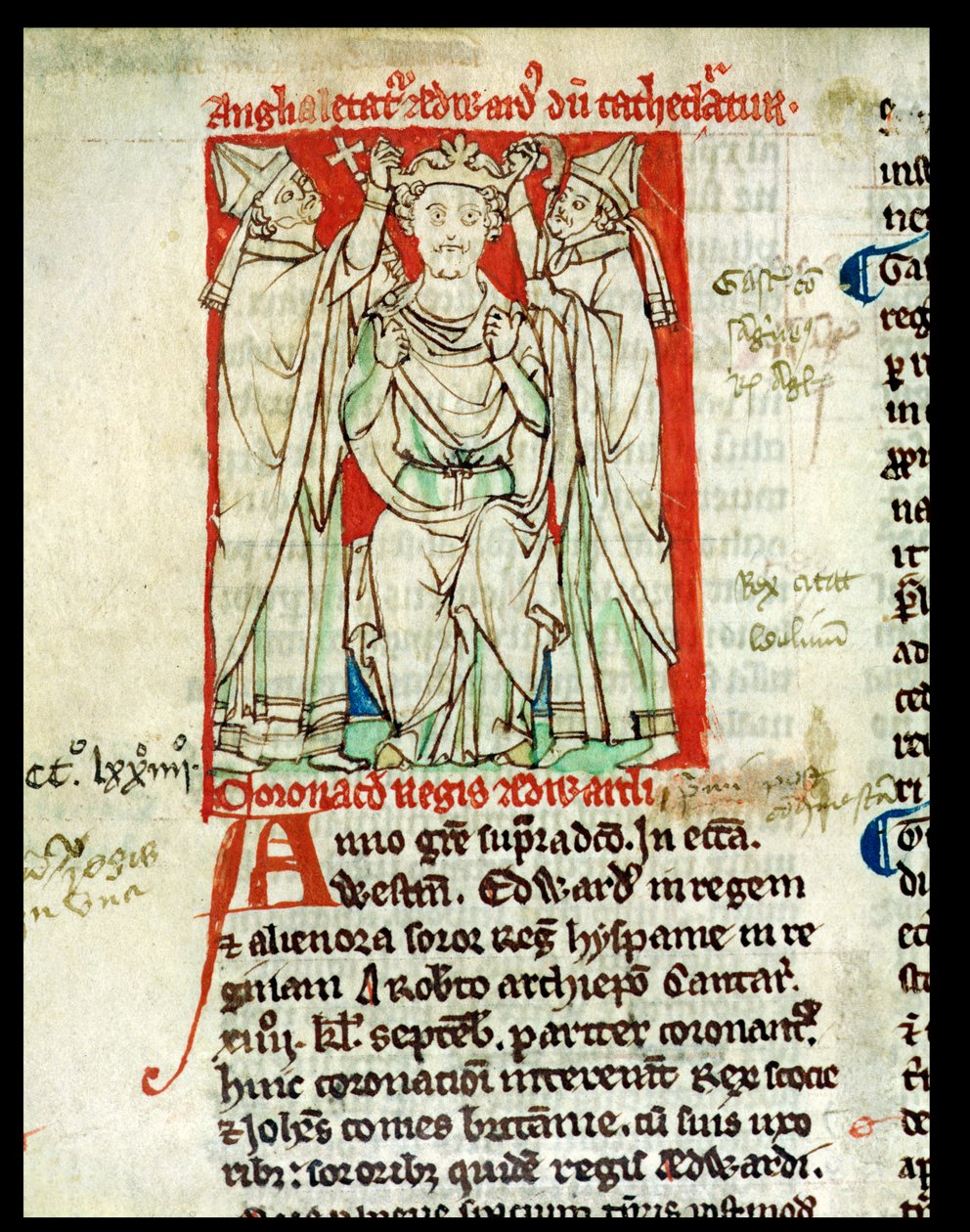 Ms 6712 (A.6.89) fol.247v Edward I (1239-1307), miniature fra Flores Historiarum, af Matthew Paris, 1250-52 af English School