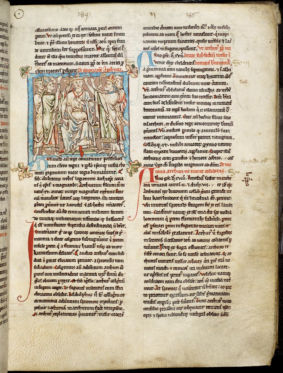 Ms 6712 (A.6.89) fol.53 Kong Arthur, miniature fra Flores Historiarum, af Matthew Paris, ca. 1250-52 af English School