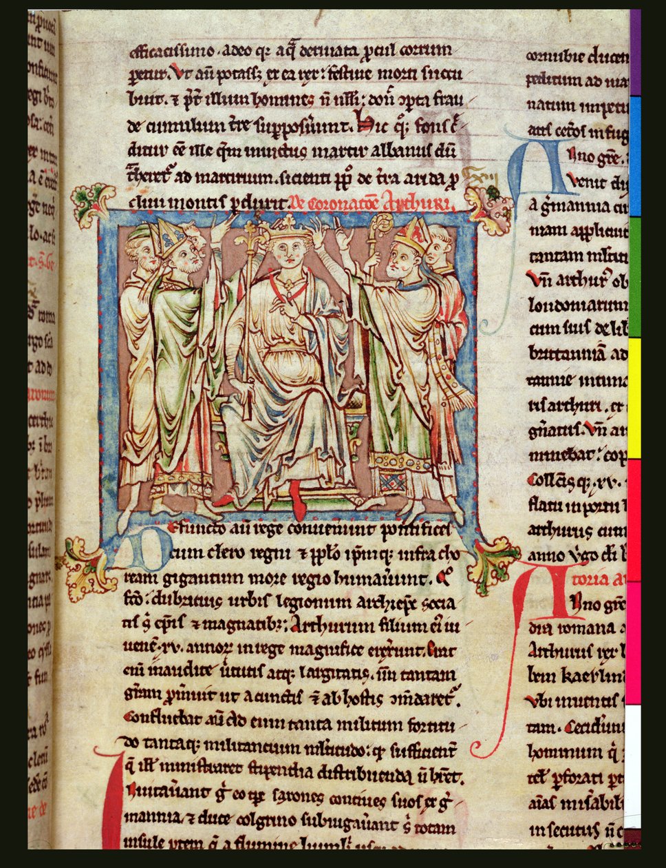Ms 6712 (A.6.89) fol.53 Kong Arthur, miniature fra Flores Historiarum, af Matthew Paris, ca. 1250-52 af English School