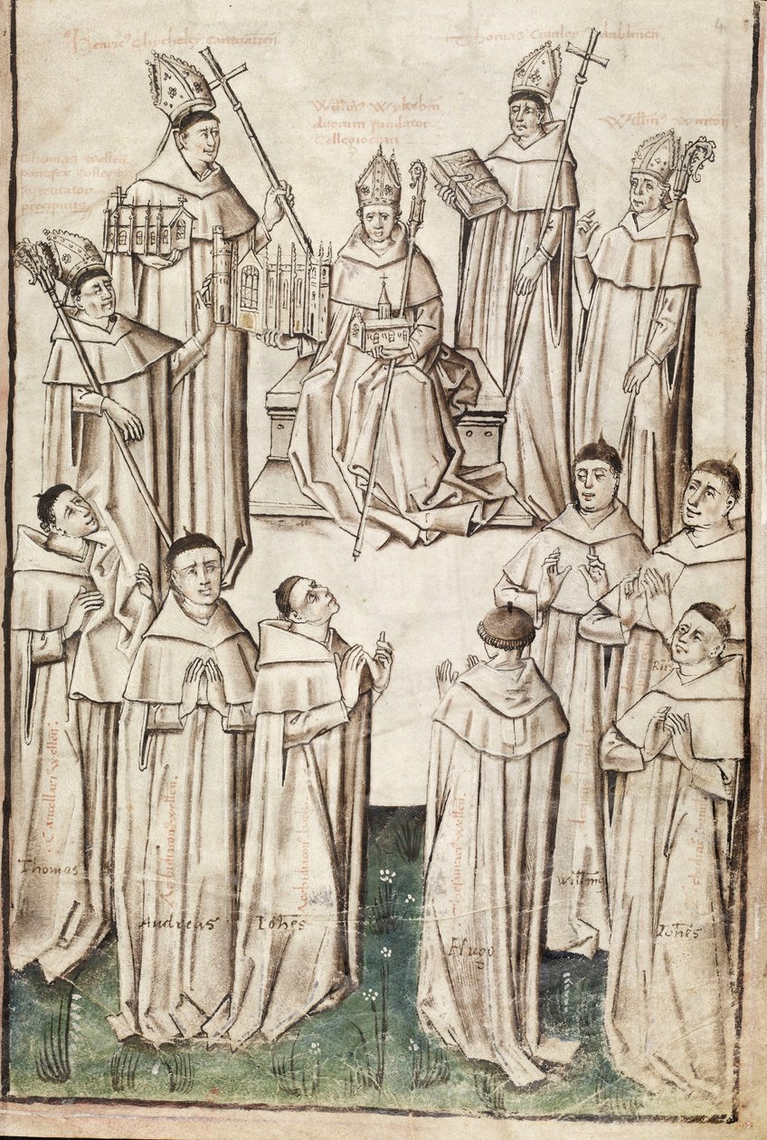 Fru New Coll 288, f4r. (Chaundler-manuskript), Life of William of Wykeham af Thomas Chaundler (pen og blæk & tempera på vellum) af English School