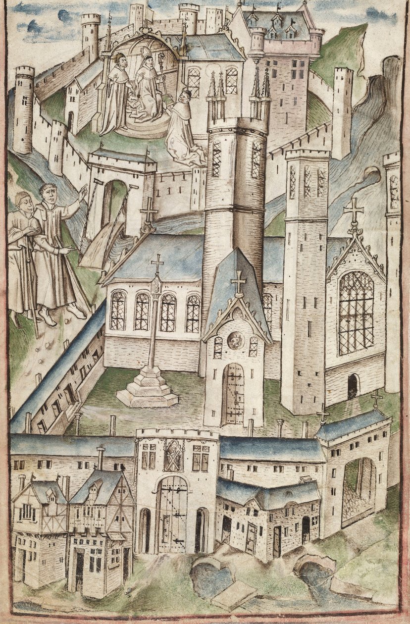 Fru Ny Coll 288, f4v. (Chaundler-manuskript), Life of William of Wykeham af Thomas Chaundler (pen og blæk & tempera på vellum) af English School
